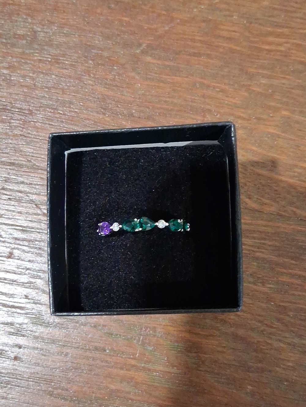 Sterling Silver Green and Purple Gemstone Band